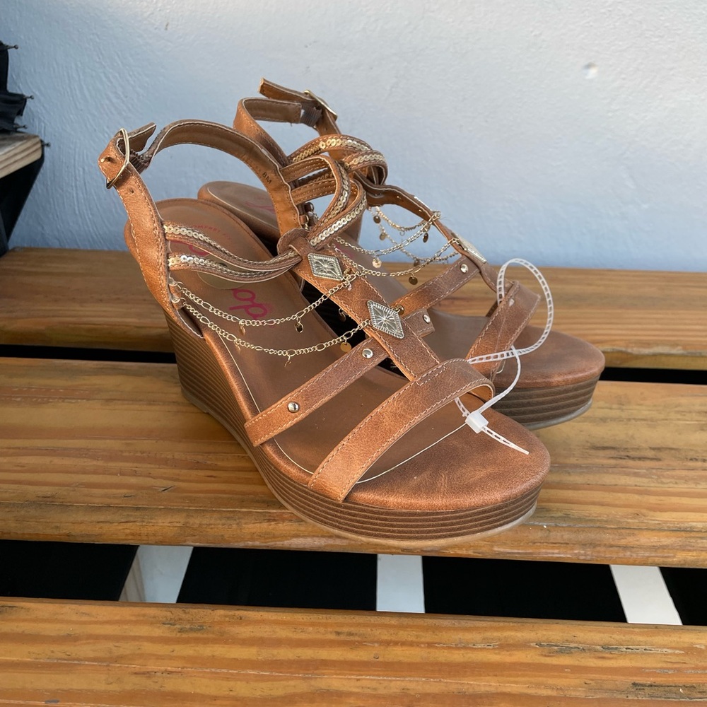 Jellypop Brown Wedge Sandals
